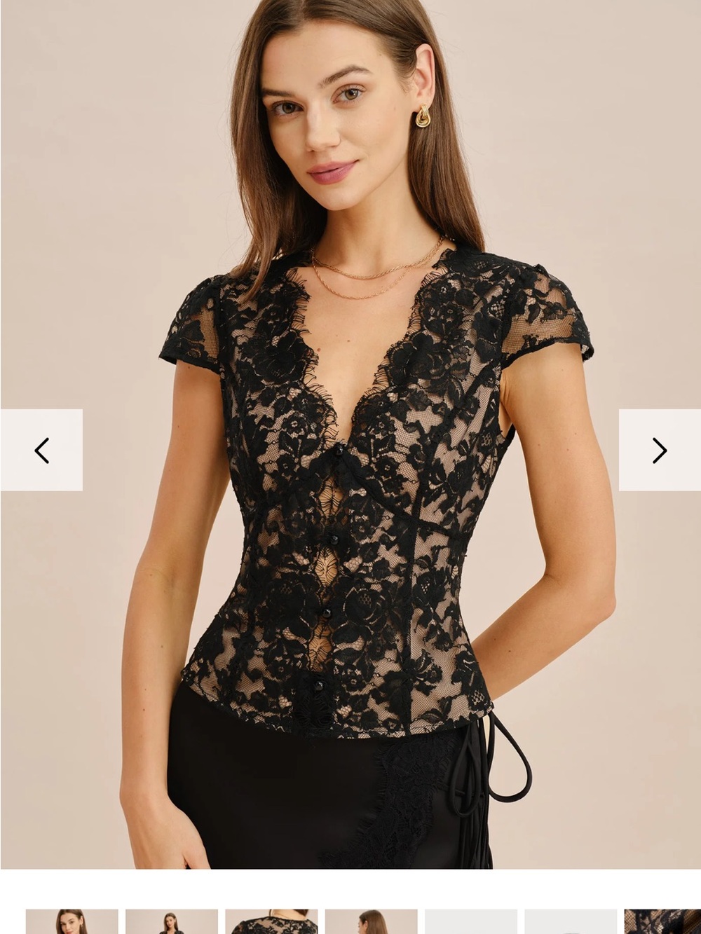 RIHOAS Black Lace Short Sleeve V-Neck Corset Blouse